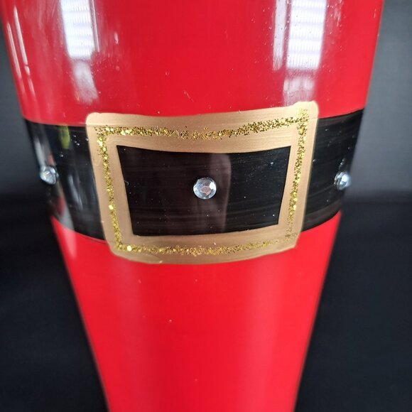 DEI. Glass Santa Themed Pilsner Glass Hand Painted 24 Ounce - Picture 8 of 10